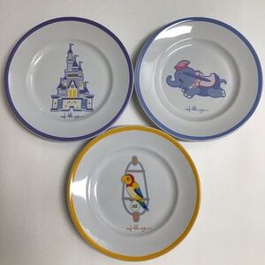 Disney SET OF 3 Jerrod Mayurama Dessert Plates Cinderella Castle Dumbo Jose’ 7”